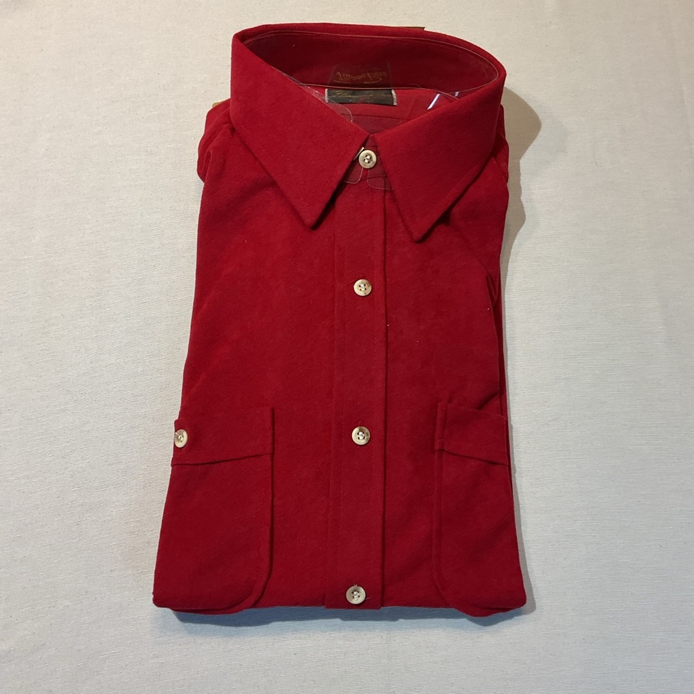 Famous Barr NWT Vintage Fab Super Suede Arnel Red Long Sleeve Button L 16-16.5
